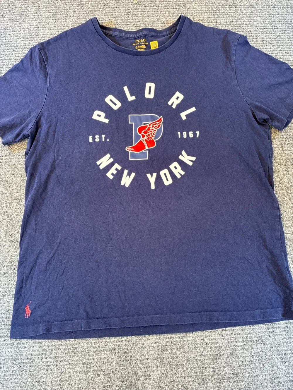 Polo Ralph Lauren Men P-WING New York 1967 Navy SS T-Shirt Size Large Tee